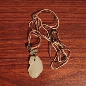 Ohau Two Stone Seaglass Wire Wrapped Necklace